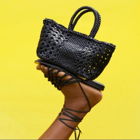 Zara Handbags - Zara black leather woven mini shopper